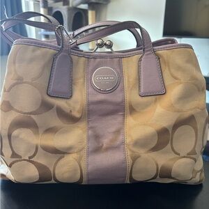 *sold* Coach Beige and Lavender Shoulder Bag